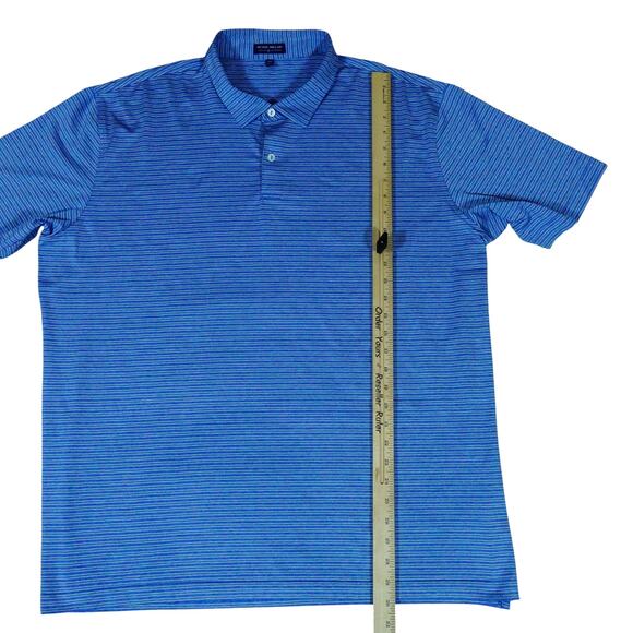 Peter Millar Crown Crafted Blue Striped Golf Performance Polo Shirt XXL - Picture 4 of 7